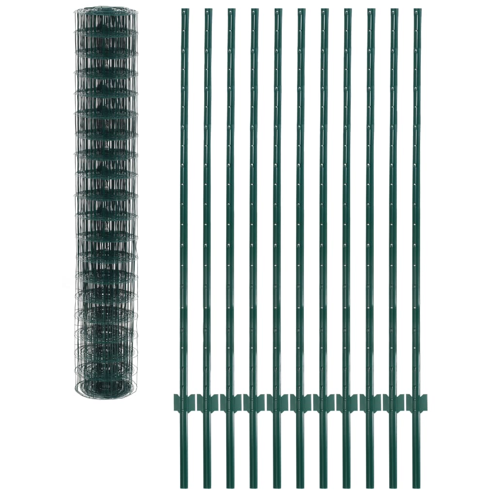 vidaXL Euro Fence Steel 20x1.5 m Green