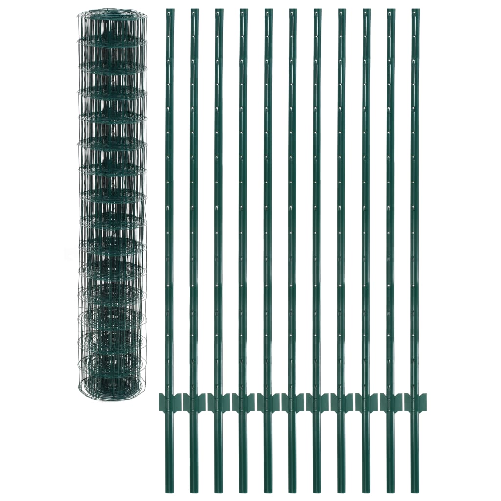 vidaXL Euro Fence Steel 20x1.5 m Green