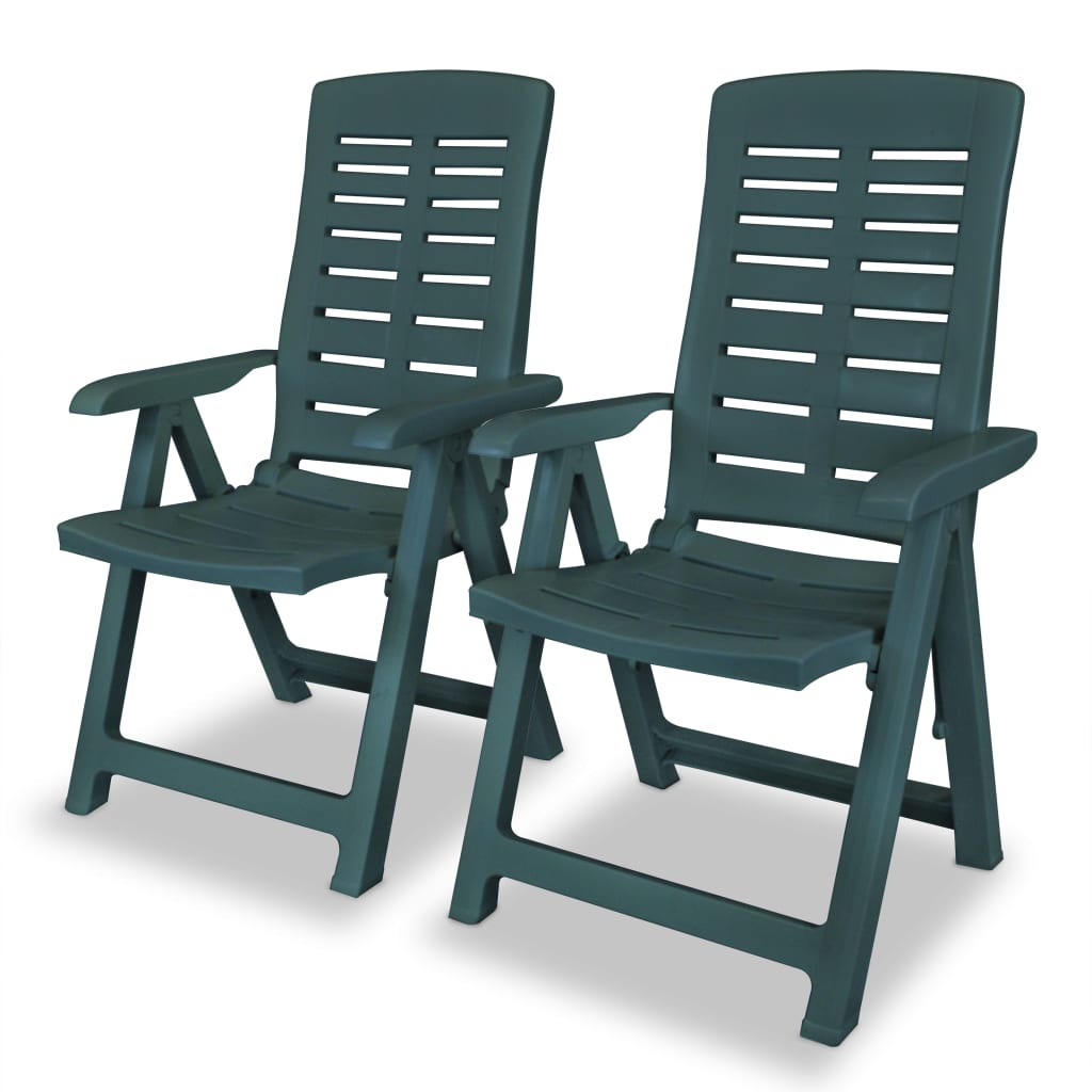 Garden Chair | Set of 2 | Green | Plastic | Standard | Foldable