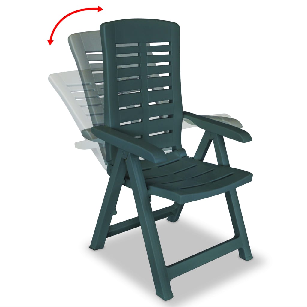 Garden Chair | Set of 2 | Green | Plastic | Standard | Foldable