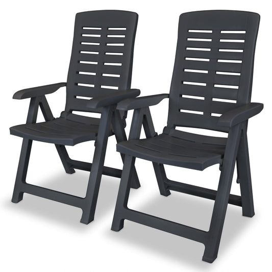 Reclining Folding Chairs 2 pcs Plastic Anthracite