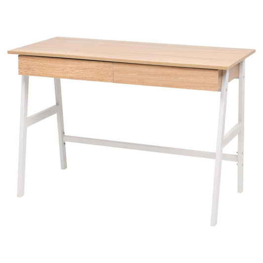 vidaXL Writing Desk 110x55x75 cm Oak and White