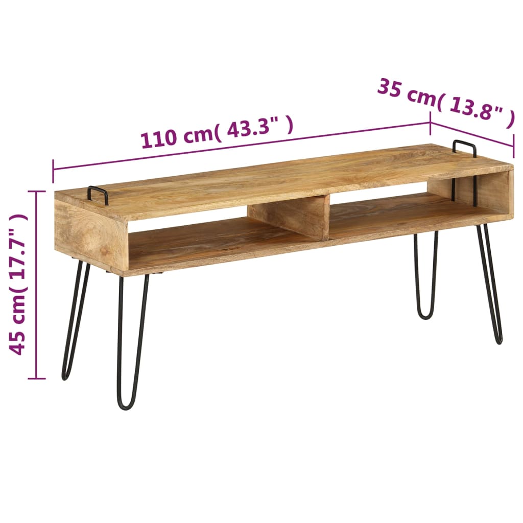 vidaXL TV Stand Solid Mango Wood 110x35x45 cm