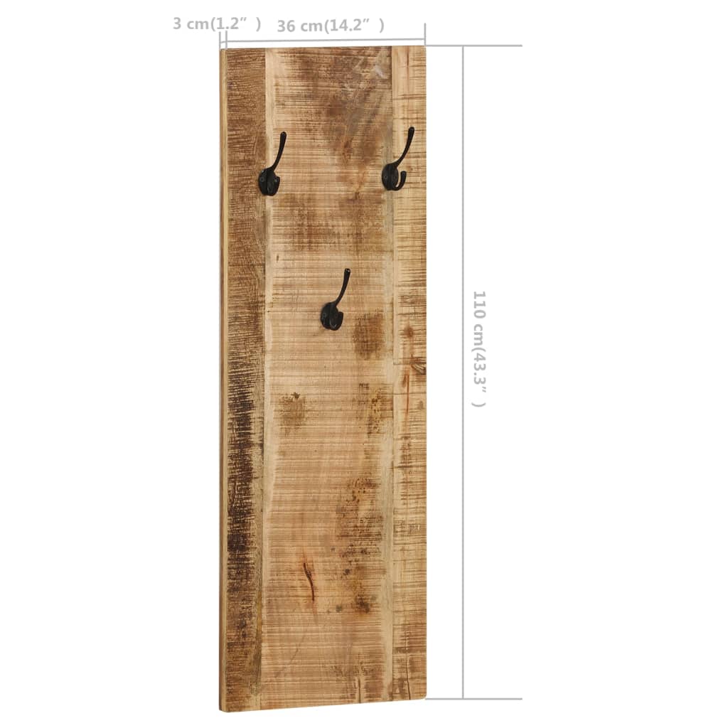 246025 vidaXL Wall-mounted Coat Racks 2 pcs Solid Mango Wood 36x110x3 cm
