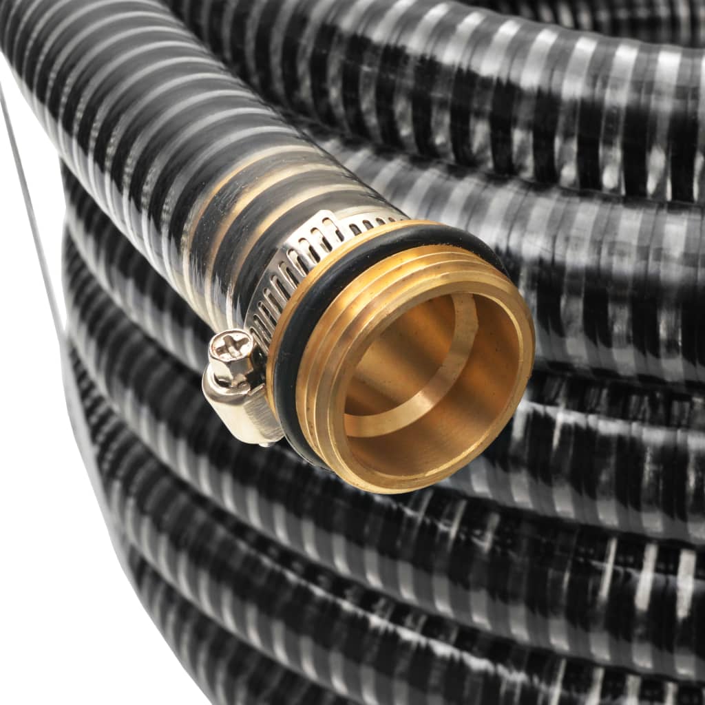 142889 vidaXL Suction Hose with Brass Connectors 4 m 25 mm Black