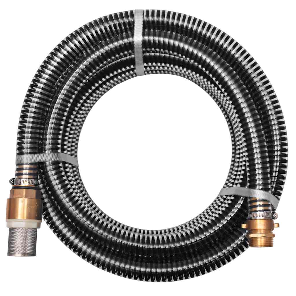 142891 vidaXL Suction Hose with Brass Connectors 10 m 25 mm Black
