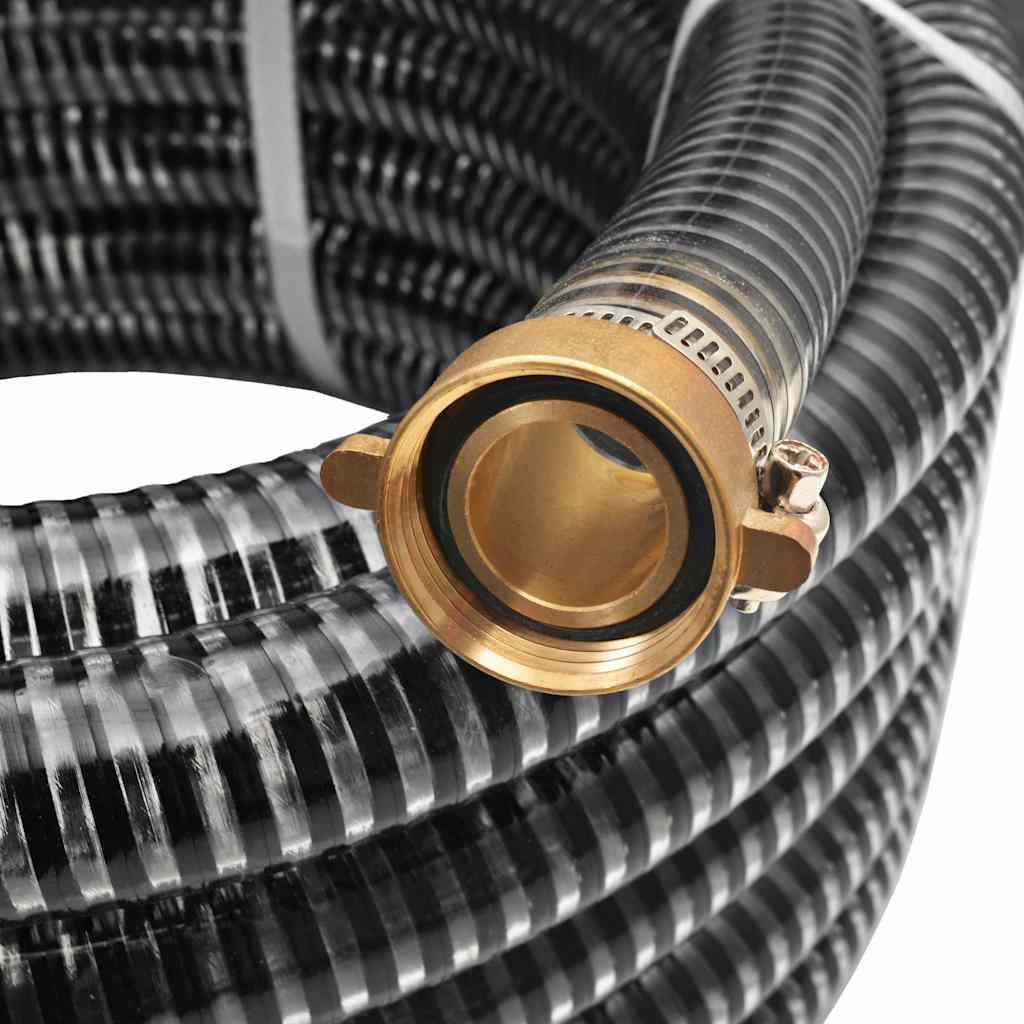 142891 vidaXL Suction Hose with Brass Connectors 10 m 25 mm Black