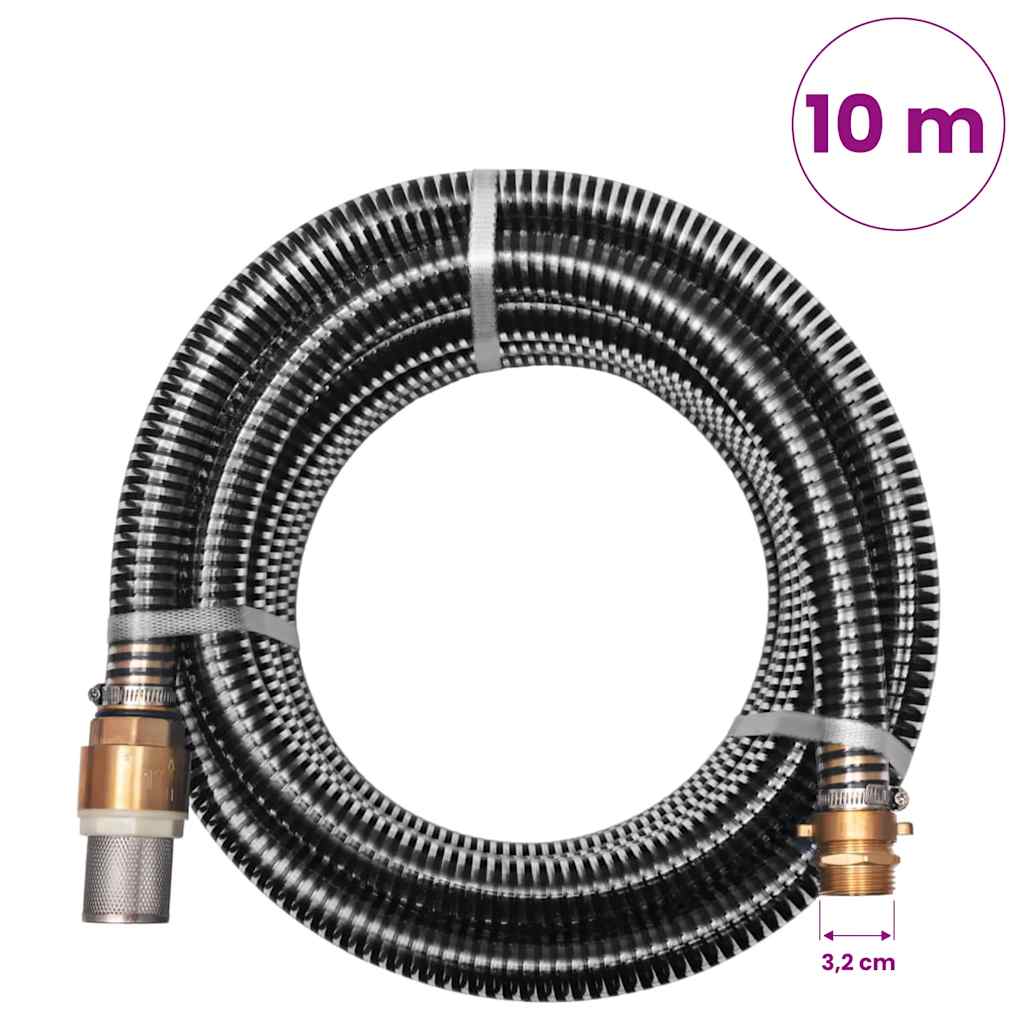 142891 vidaXL Suction Hose with Brass Connectors 10 m 25 mm Black
