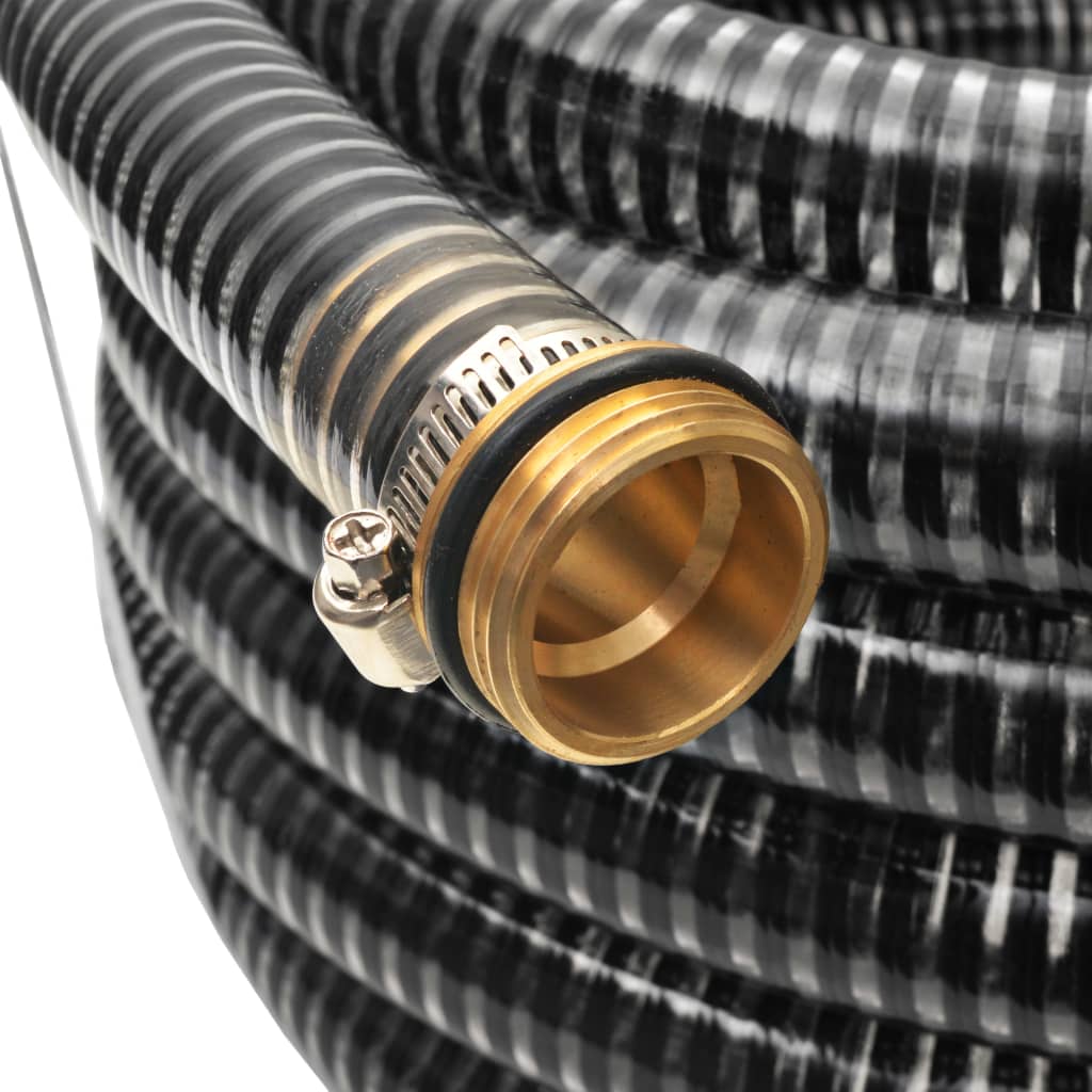 vidaXL Suction Hose with Brass Connectors 15 m 25 mm Black