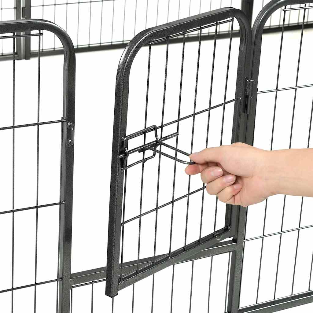 170573 vidaXL Dog Playpen 12 Panels Steel 80x60 cm Black