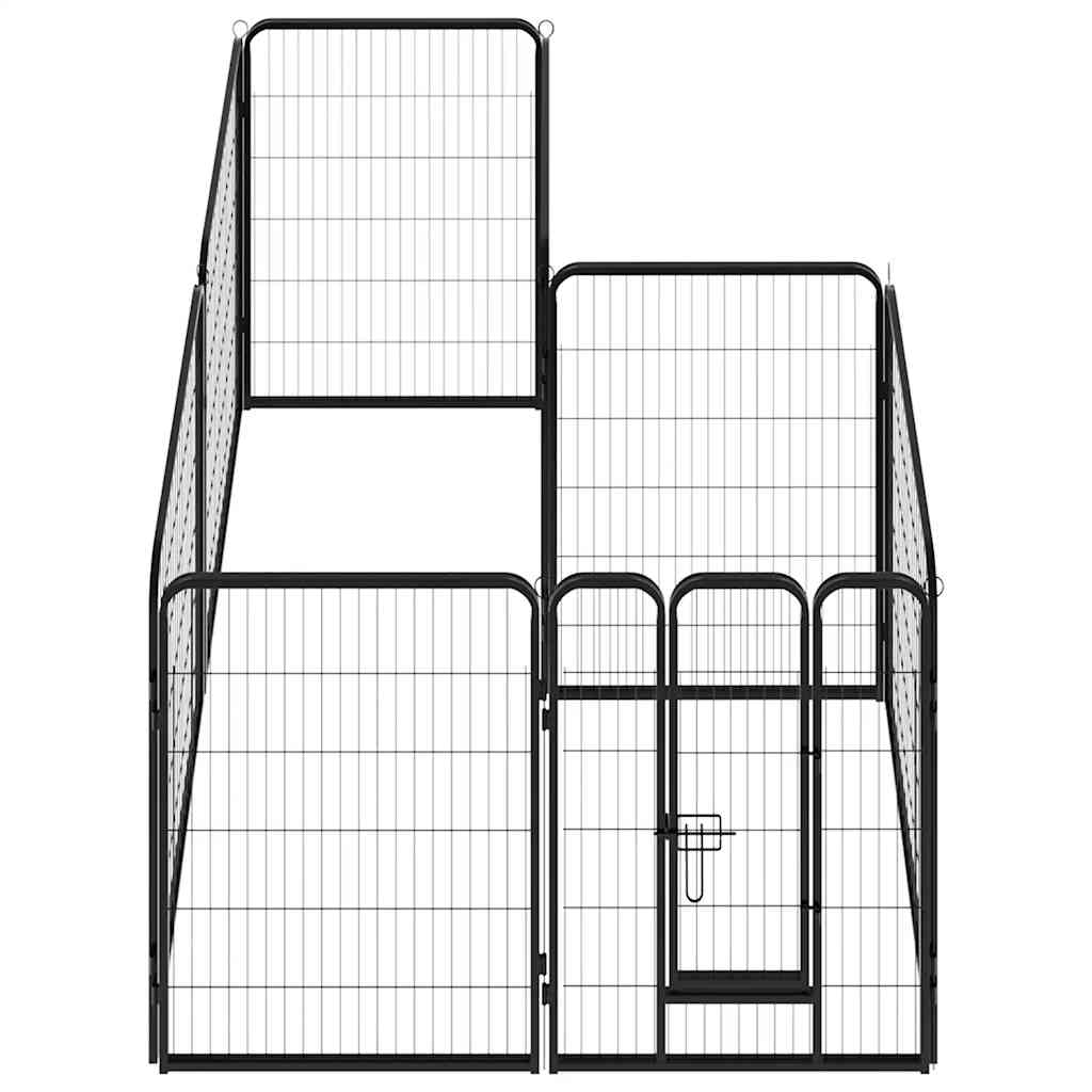 Dog Playpen 8 Panels Steel 80x100 cm Black