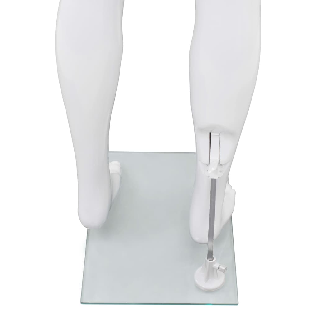 Full Body Male Mannequin with Glass Base Glossy White 185 cm