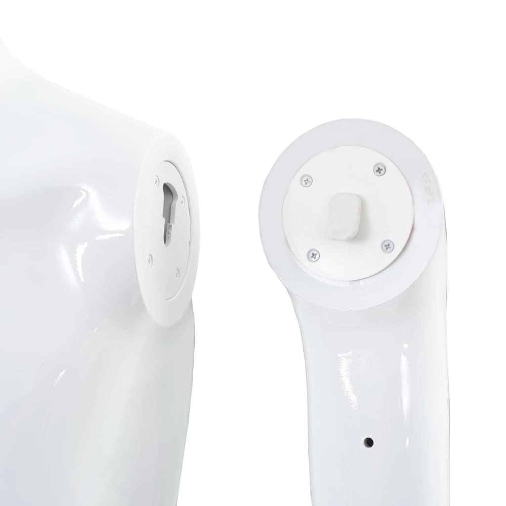 Full Body Male Mannequin with Glass Base Glossy White 185 cm