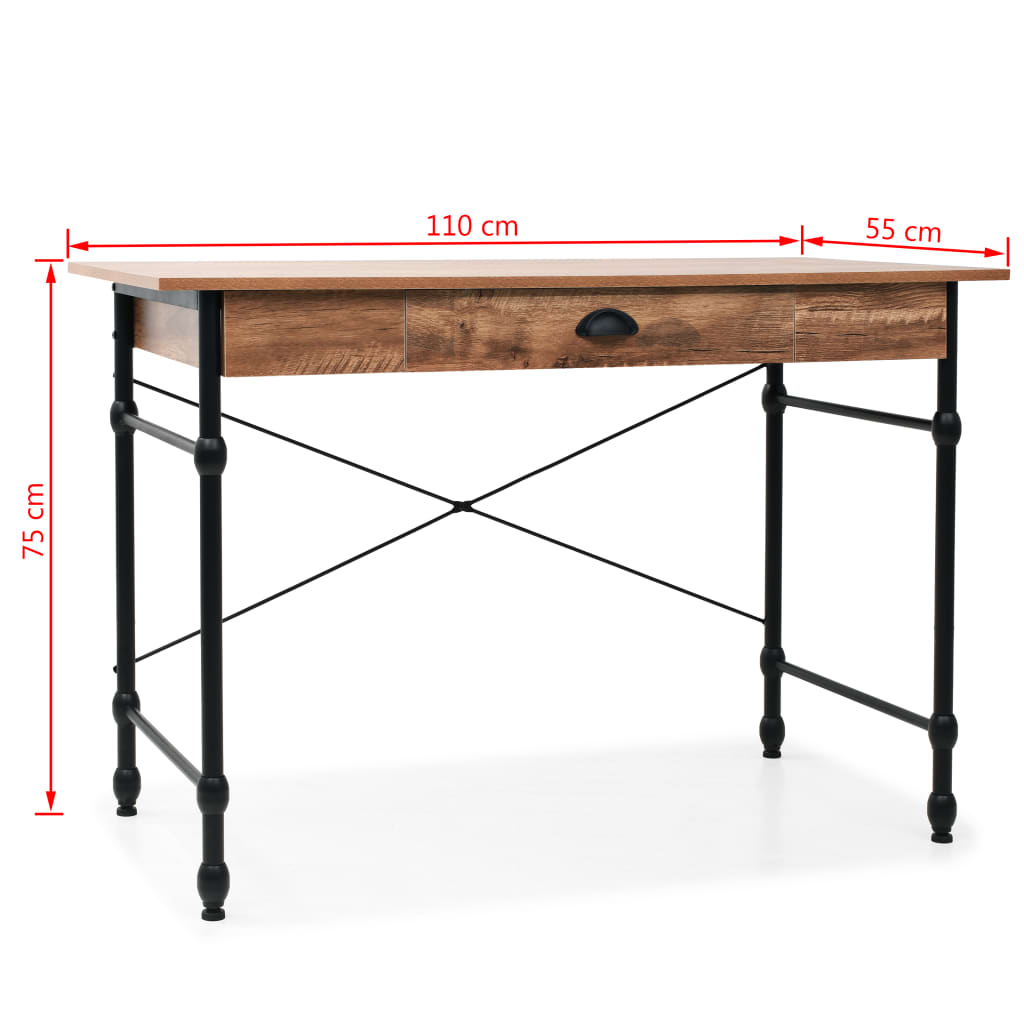 vidaXL Writing Desk with Drawer 110x55x75 cm Oak Colour