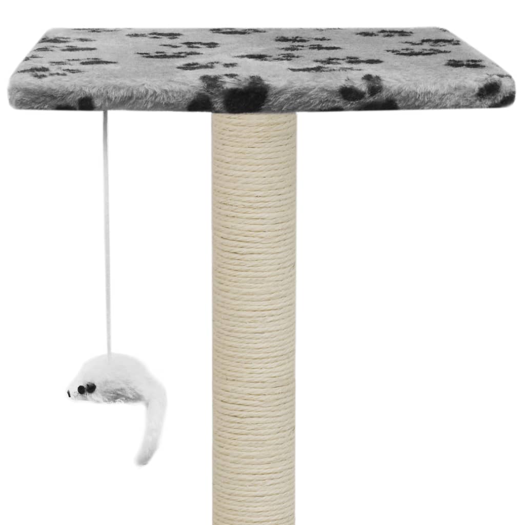 vidaXL Cat Tree with Sisal Scratching Posts 95 cm Grey Paw Prints