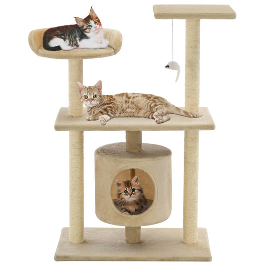 Cat Tree | Beige | Engineered wood, sisal rope, plush fabric | Medium