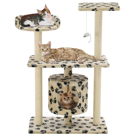 Cat Tree | Beige with paw prints