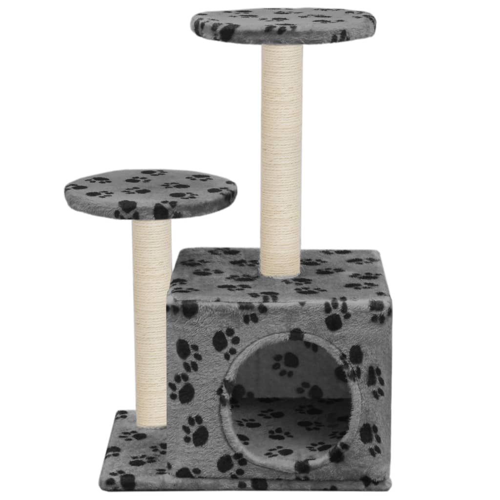 vidaXL Cat Tree with Sisal Scratching Posts 60 cm Grey Paw Prints