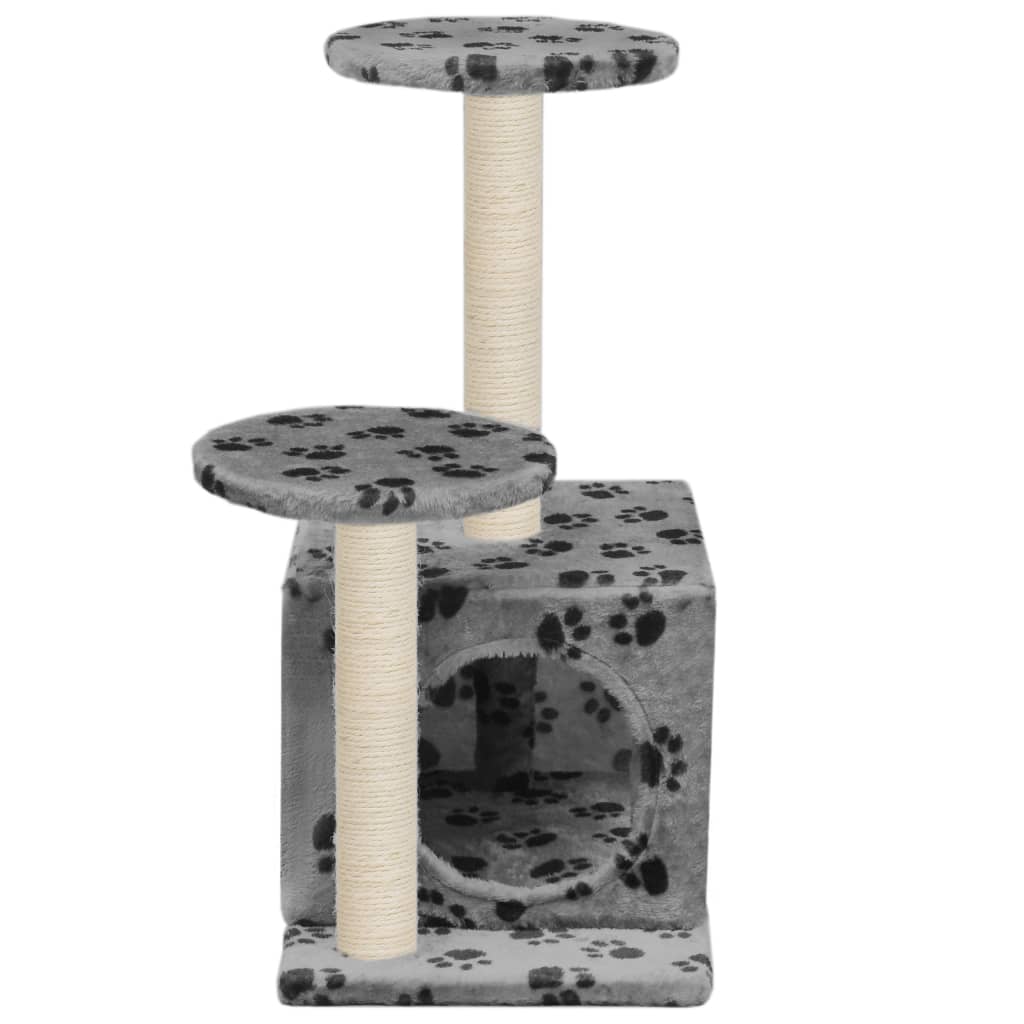 vidaXL Cat Tree with Sisal Scratching Posts 60 cm Grey Paw Prints