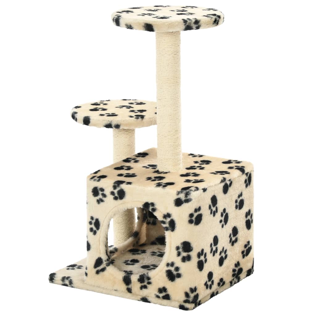 vidaXL Cat Tree with Sisal Scratching Posts 60 cm Beige Paw Prints