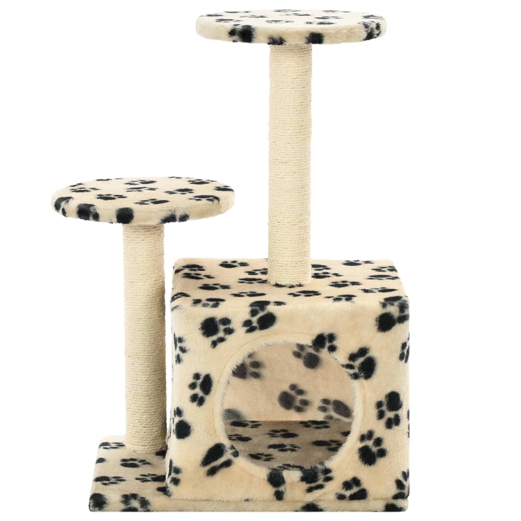 vidaXL Cat Tree with Sisal Scratching Posts 60 cm Beige Paw Prints