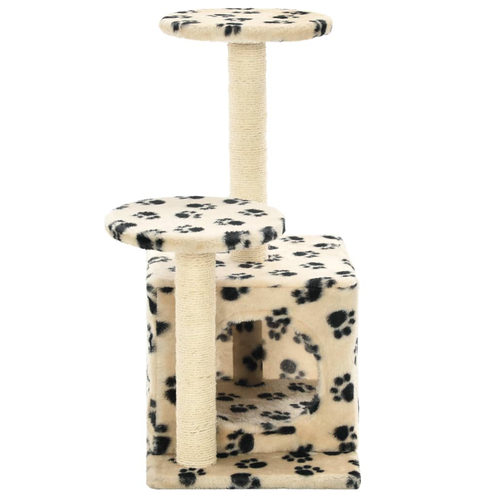 vidaXL Cat Tree with Sisal Scratching Posts 60 cm Beige Paw Prints