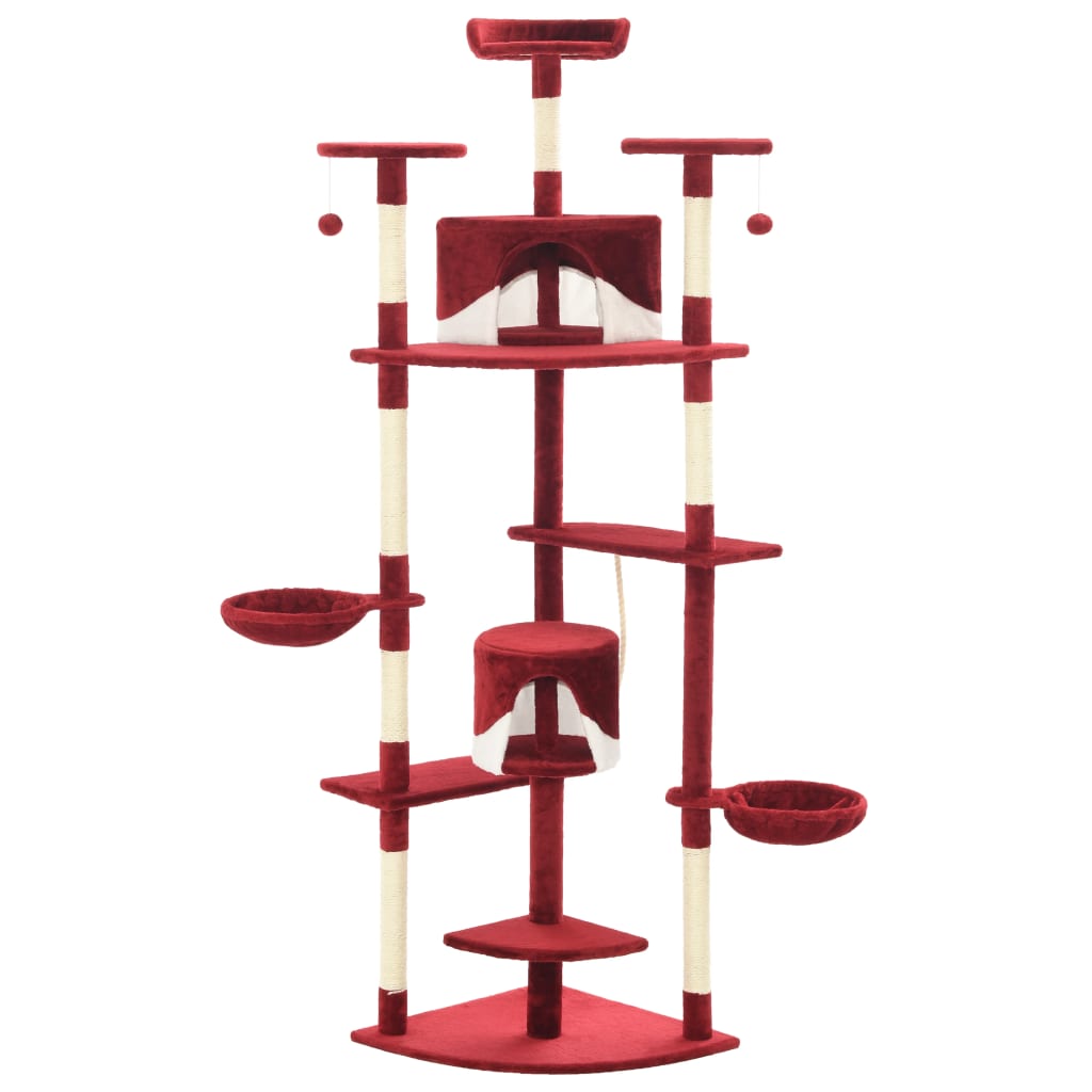 vidaXL Cat Tree with Sisal Scratching Posts 203 cm Red and White