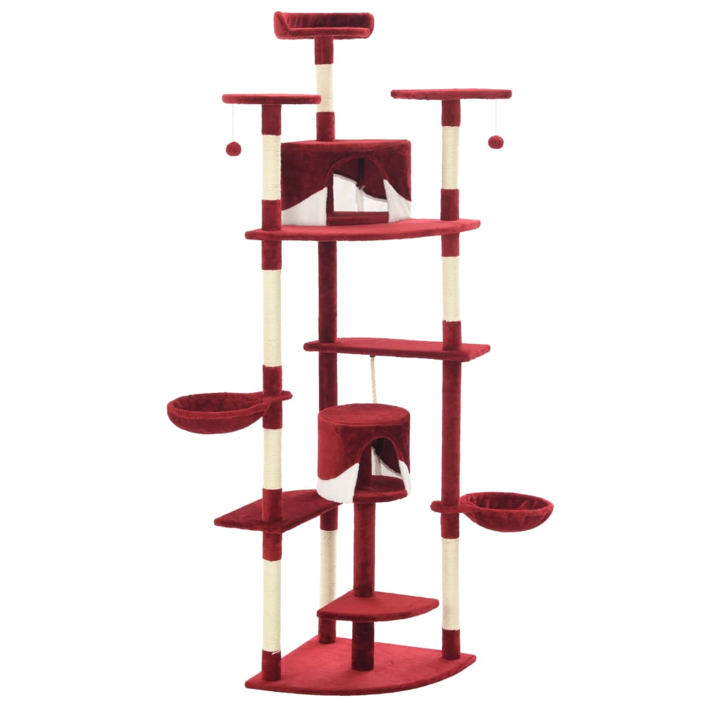 vidaXL Cat Tree with Sisal Scratching Posts 203 cm Red and White