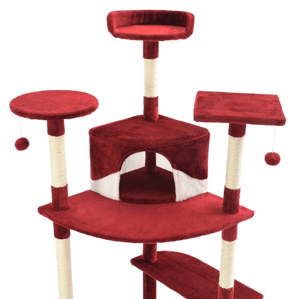 vidaXL Cat Tree with Sisal Scratching Posts 203 cm Red and White