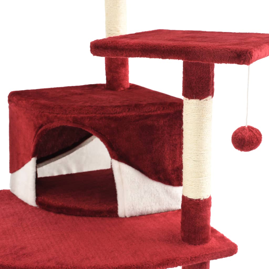 vidaXL Cat Tree with Sisal Scratching Posts 203 cm Red and White