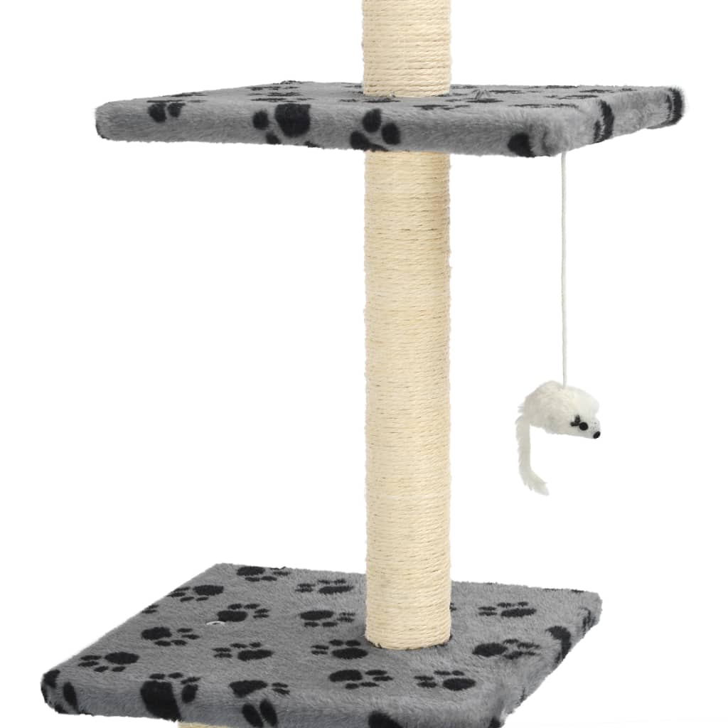 vidaXL Cat Tree with Sisal Scratching Posts 260 cm Grey Paw Prints