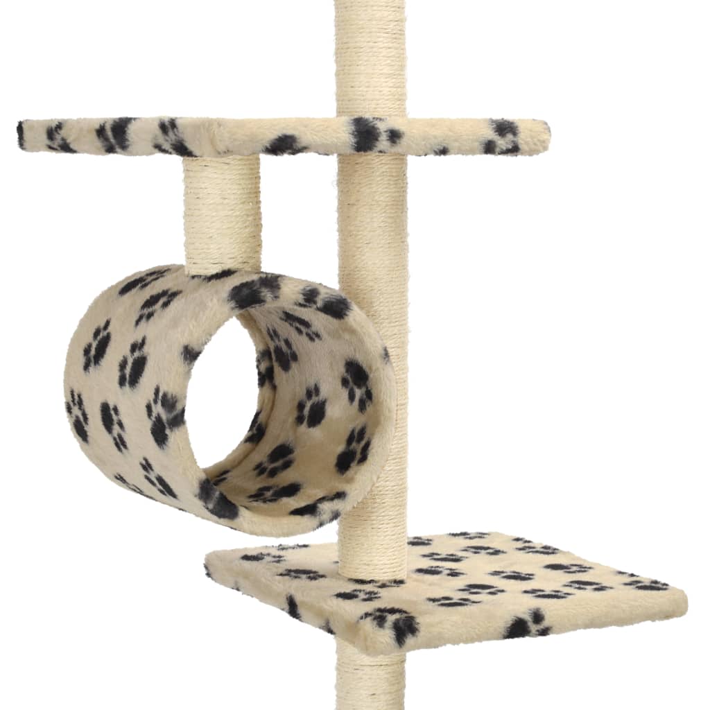 vidaXL Cat Tree with Sisal Scratching Posts 260 cm Beige Paw Prints