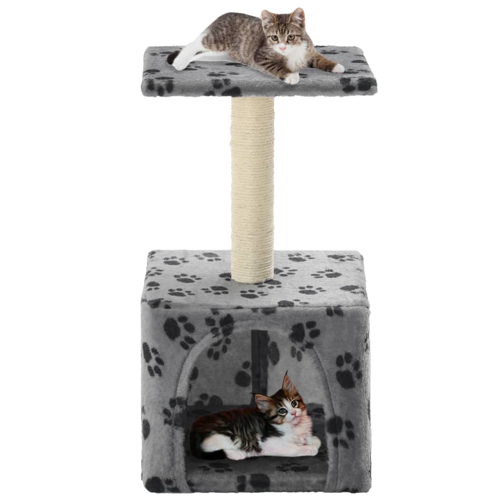 vidaXL Cat Tree with Sisal Scratching Post 55 cm Grey Paw Print