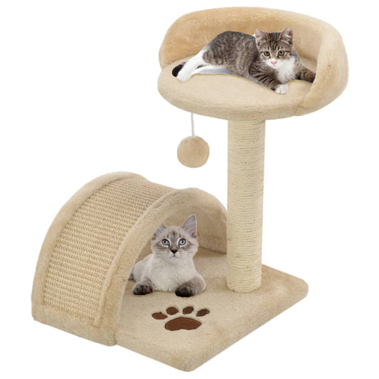 Cat Tree | Beige and Brown | Particle board, Polyester plush, Sisal rope