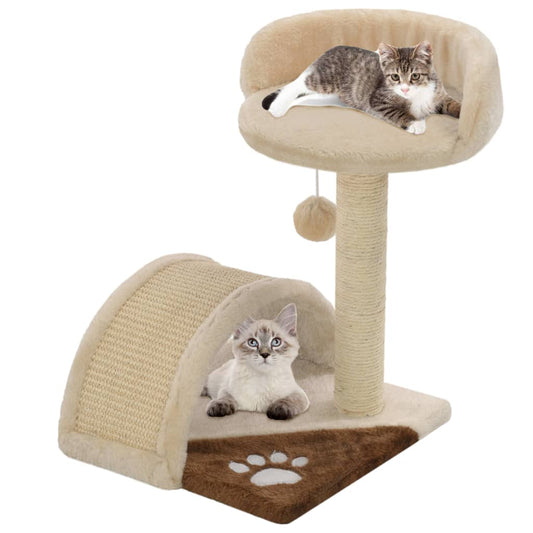 Cat Tree | Beige and Brown | Particle board, Soft plush, Sisal rope