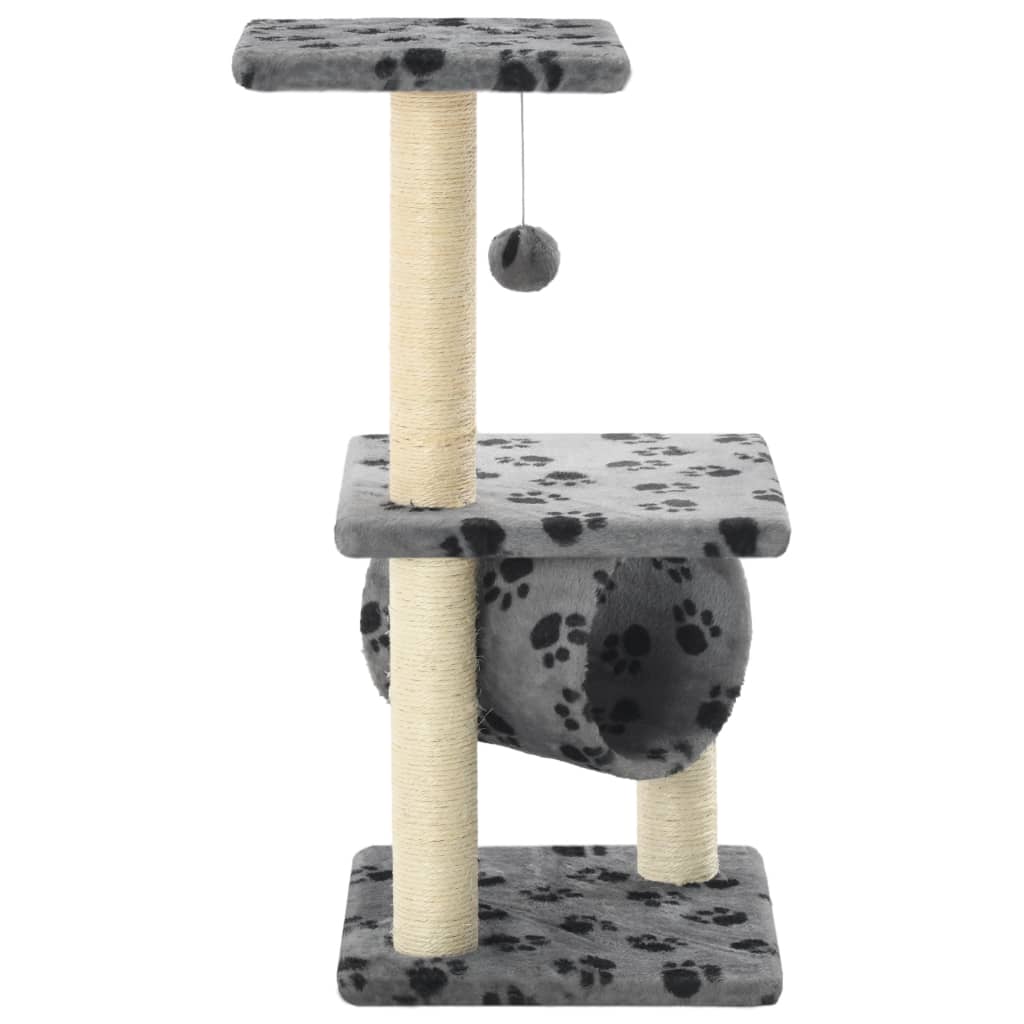 Cat Tree with Sisal Scratching Posts 65 cm Grey Paw Print