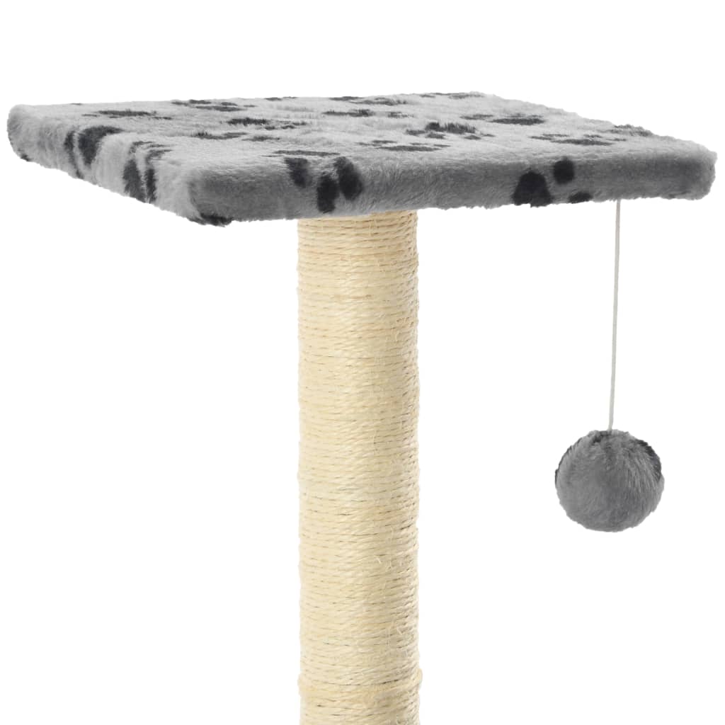 Cat Tree with Sisal Scratching Posts 65 cm Grey Paw Print