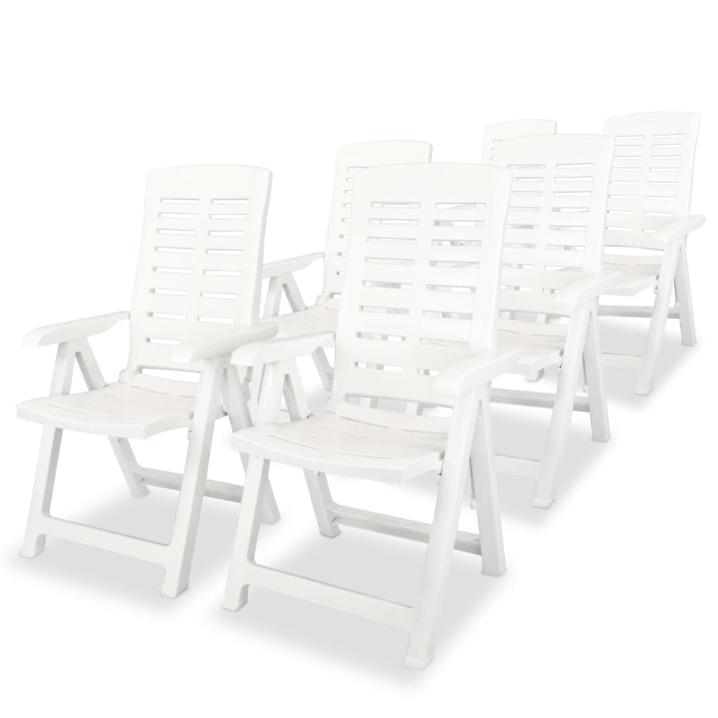 Garden Chair | Set of 6 | White | Plastic | Standard | Foldable