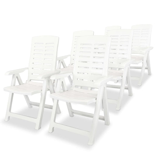 Garden Chair | Set of 6 | White | Plastic | Standard | Foldable