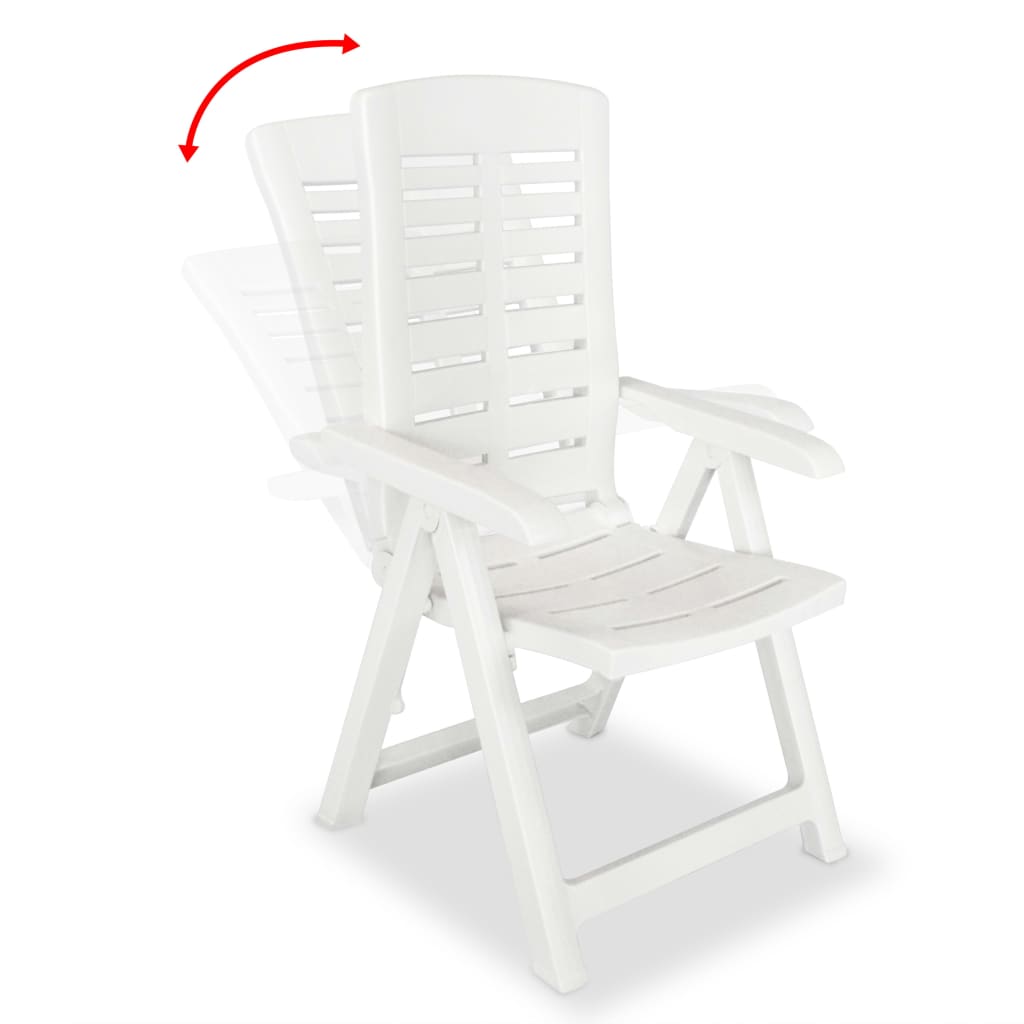 Garden Chair | Set of 6 | White | Plastic | Standard | Foldable