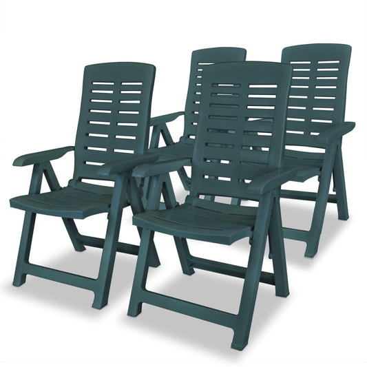 vidaXL Reclining Garden Chairs 4 pcs Plastic Green