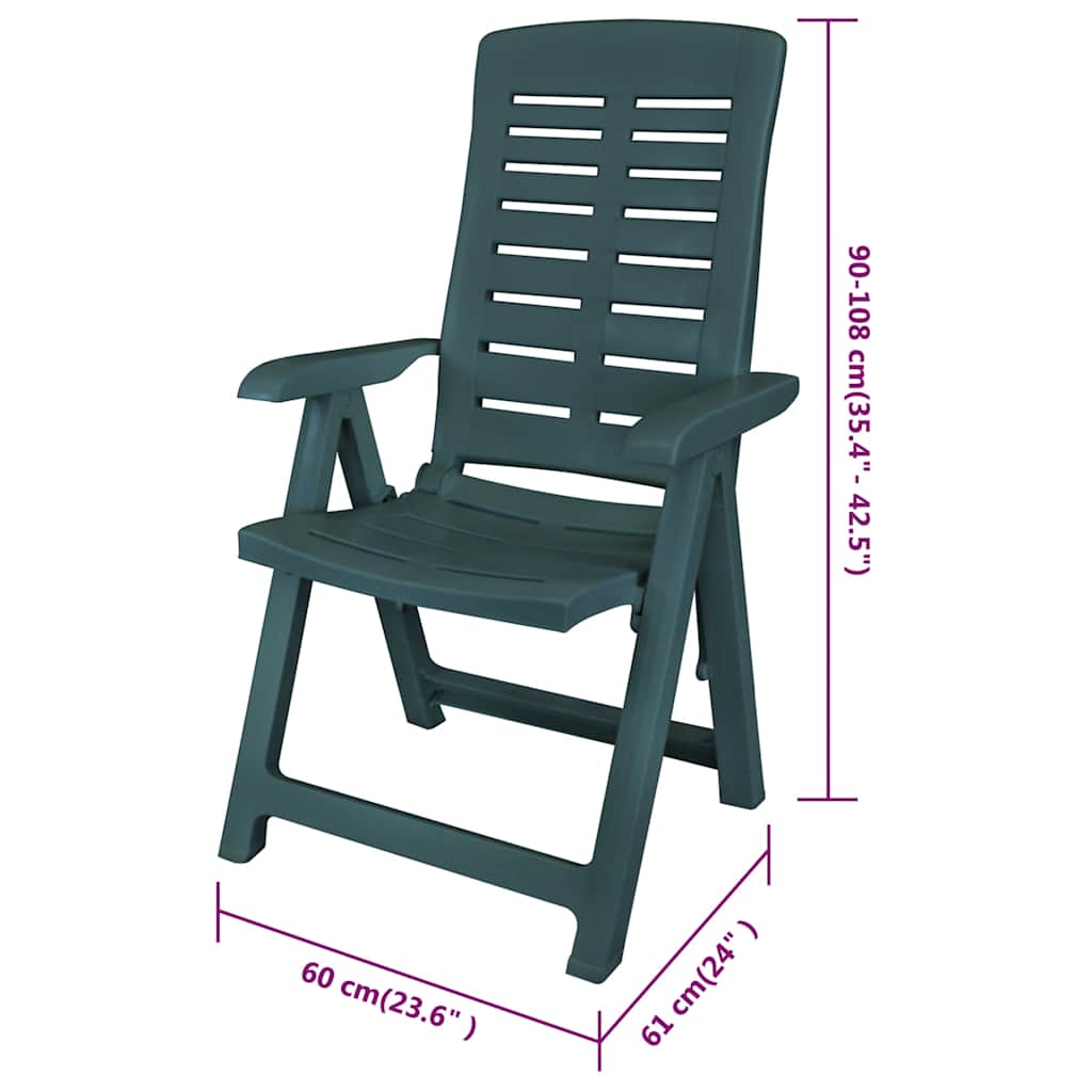 Garden Chair |  Set of 6 | Green | Plastic | Standard |  Foldable