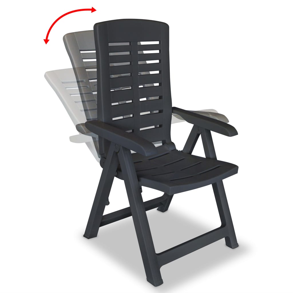 Reclining Chair | Set of 4 | Anthracite | Plastic | Standard | Foldable