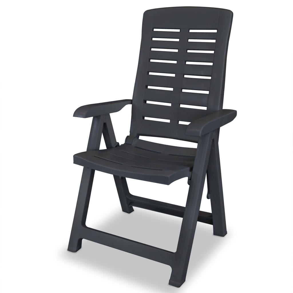 Reclining Chair | Set of 4 | Anthracite | Plastic | Standard | Foldable