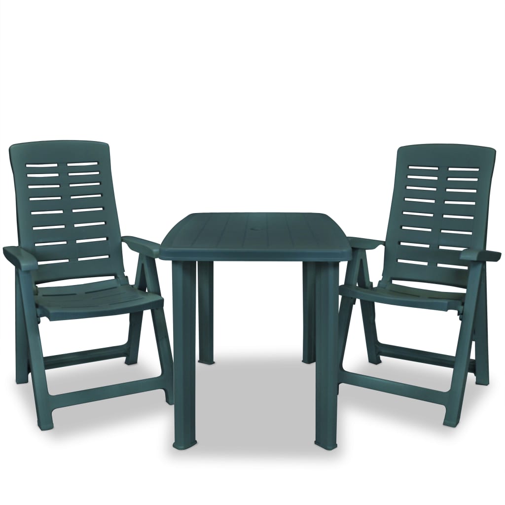 vidaXL 3 Piece Bistro Set Plastic Green