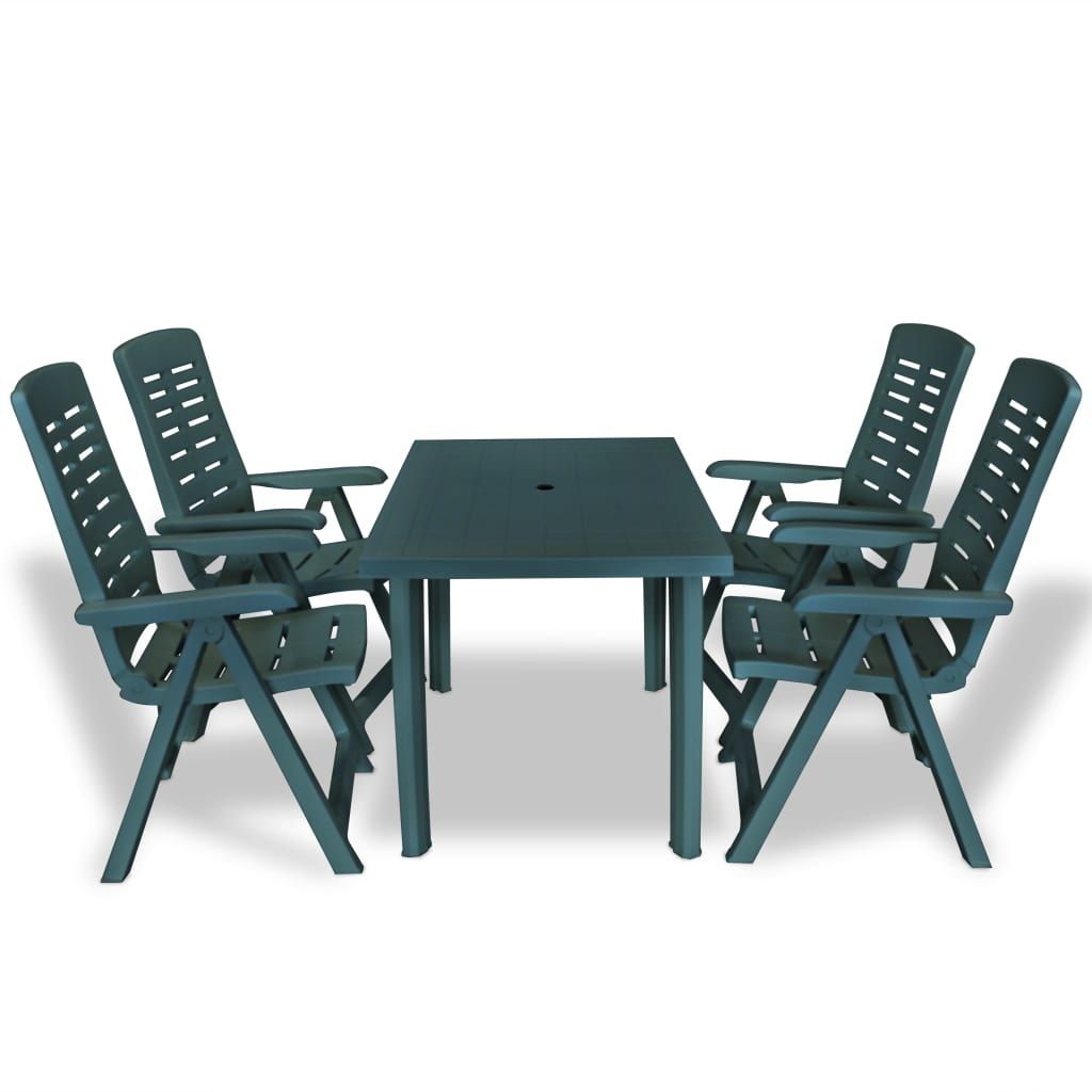 vidaXL 5 Piece Outdoor Dining Set Plastic Green