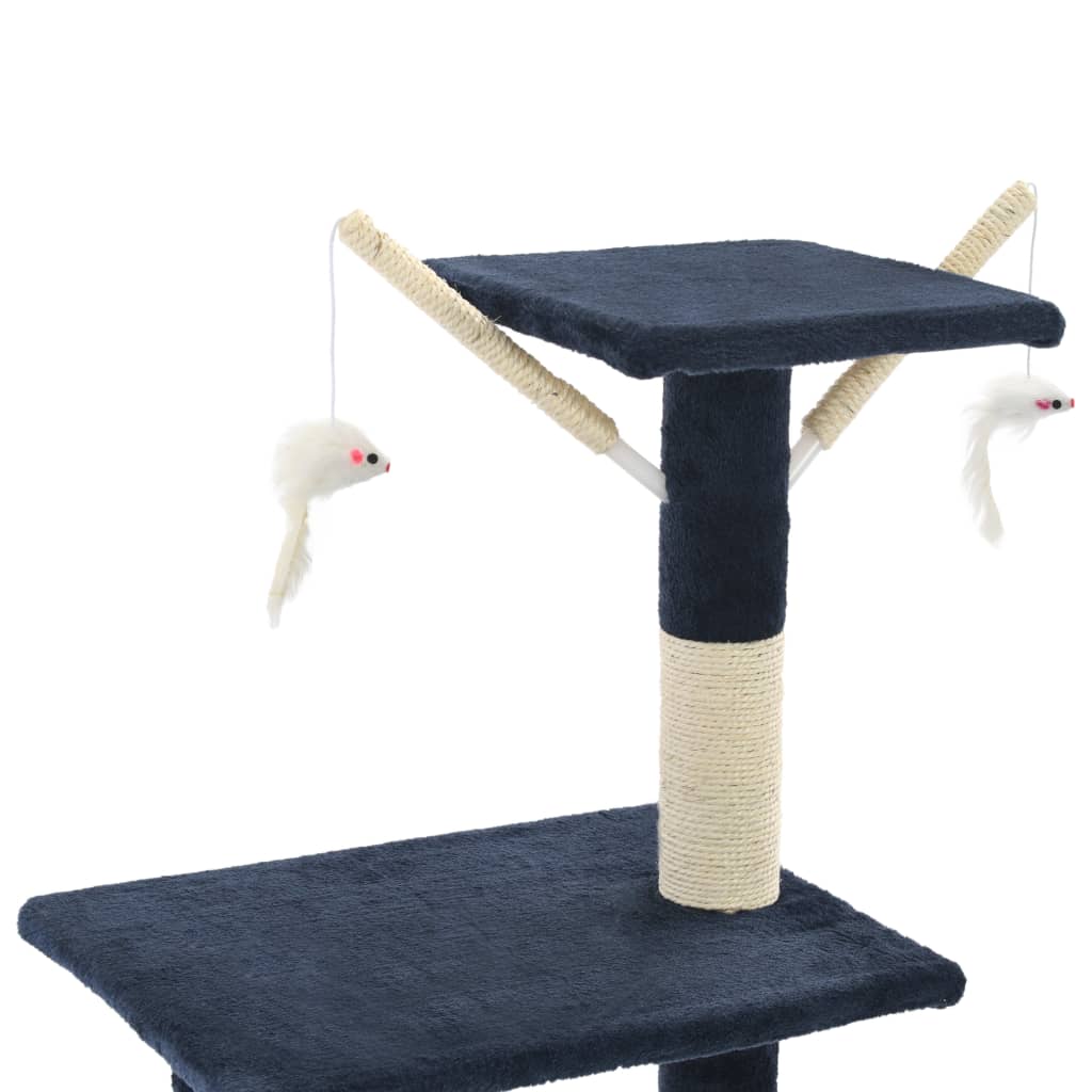 Cat Tree with Sisal Scratching Posts 138 cm Dark Blue