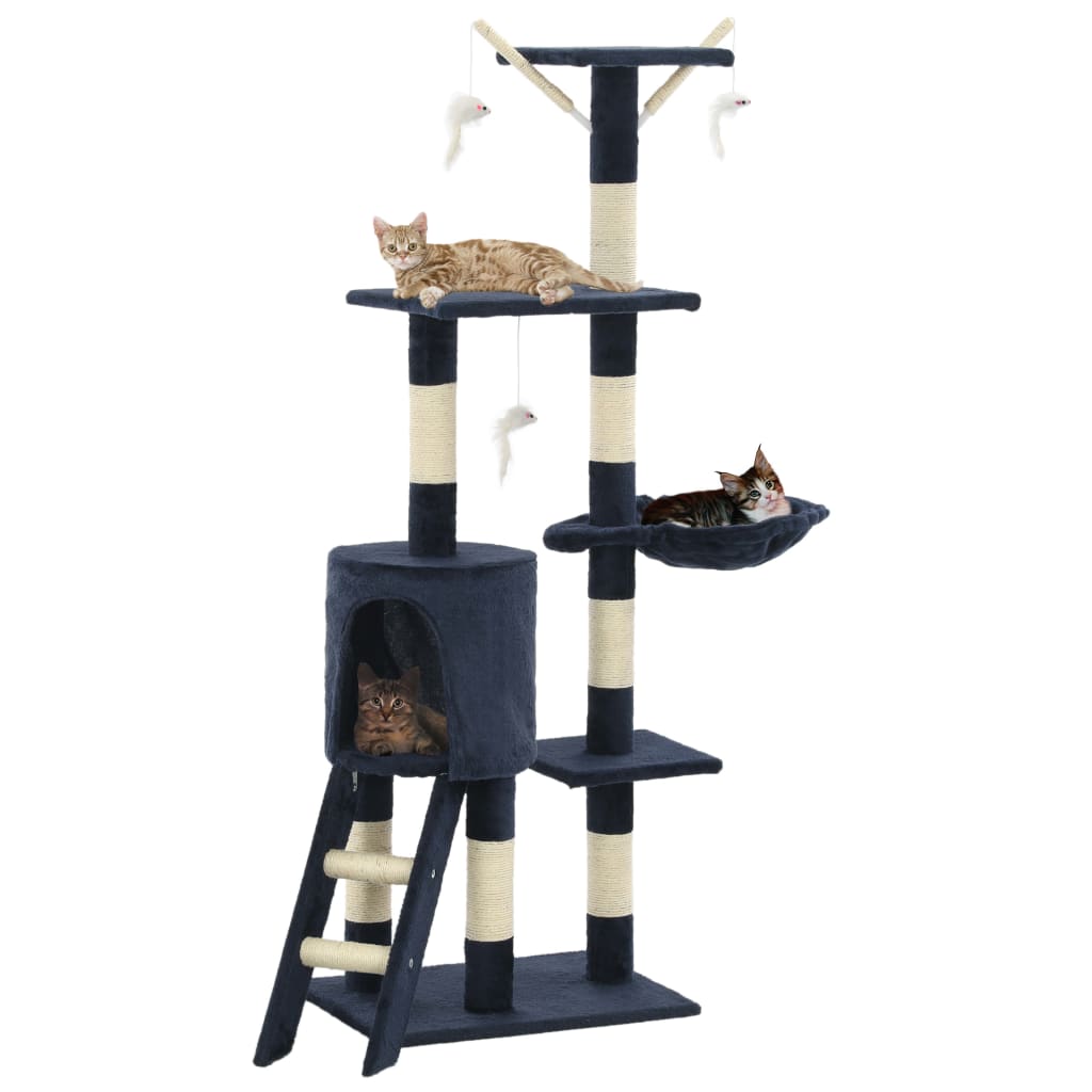 Cat Tree with Sisal Scratching Posts 138 cm Dark Blue