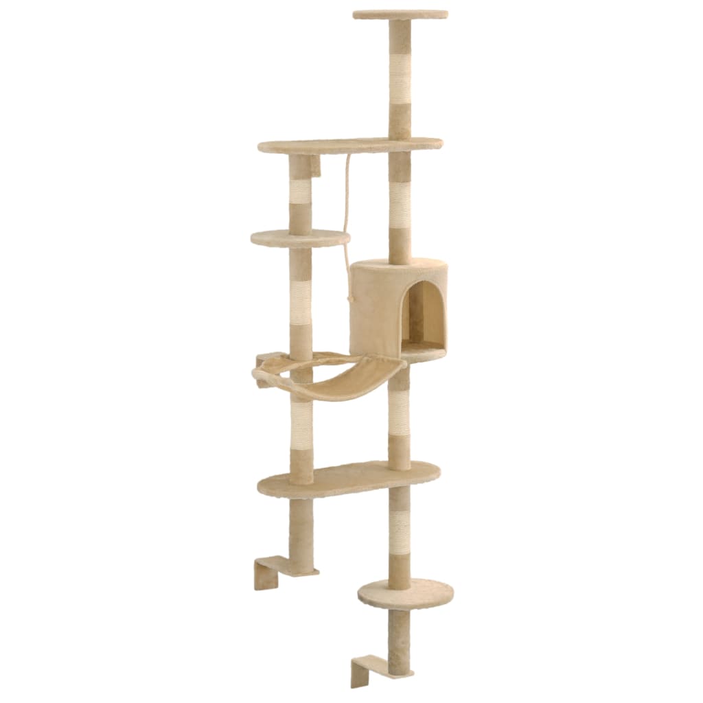 Cat Tree with Sisal Scratching Posts Wall Mounted 194 cm Beige