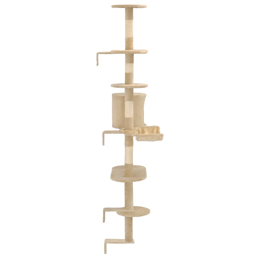 Cat Tree with Sisal Scratching Posts Wall Mounted 194 cm Beige